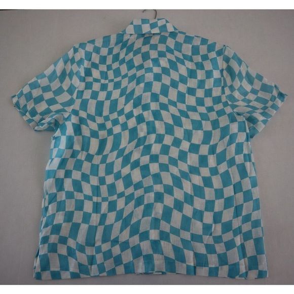 Bloomie's x Solid & Striped Men Sz L Cyan Blue Wavy Check Shirt/Shorts Set $220 - Picture 16 of 16